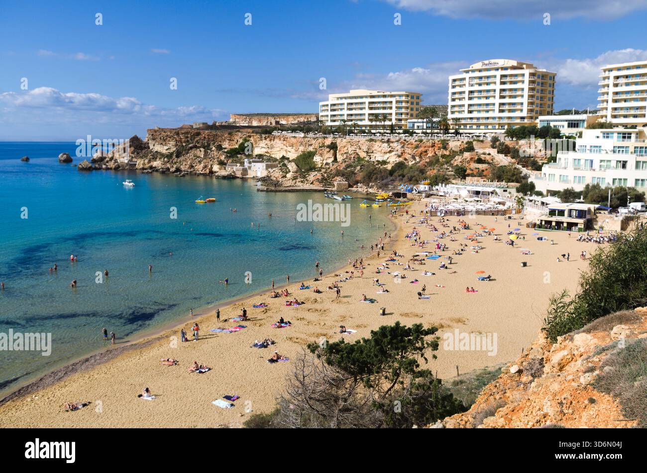 Golden bay beach in Malta Stock Photo - Alamy