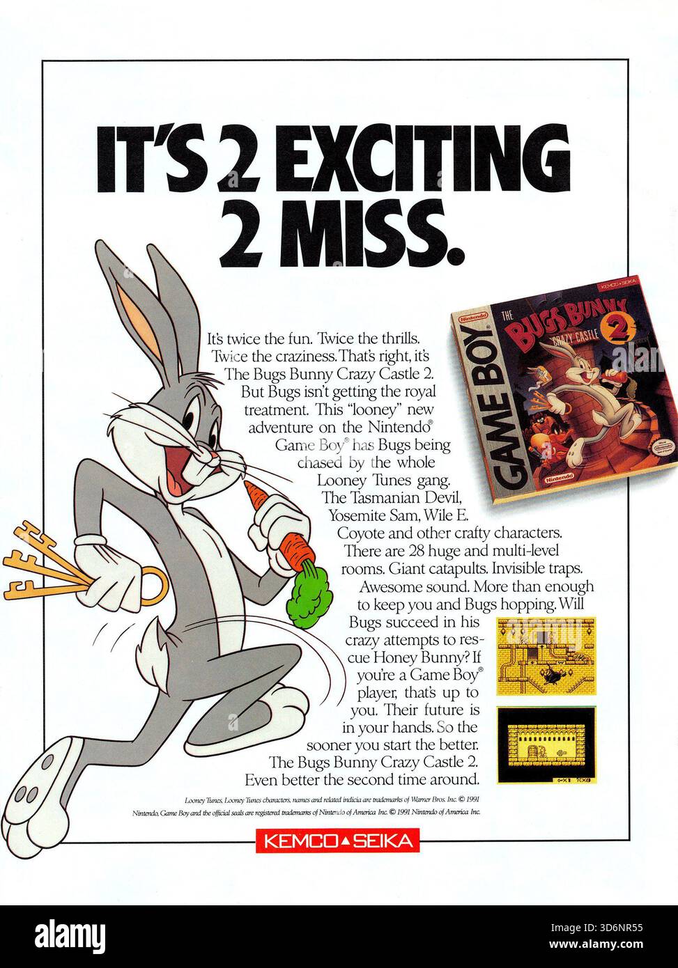 1991 The Bugs Bunny Crazy Castle 2 Game Boy ad, which features Bugs ...