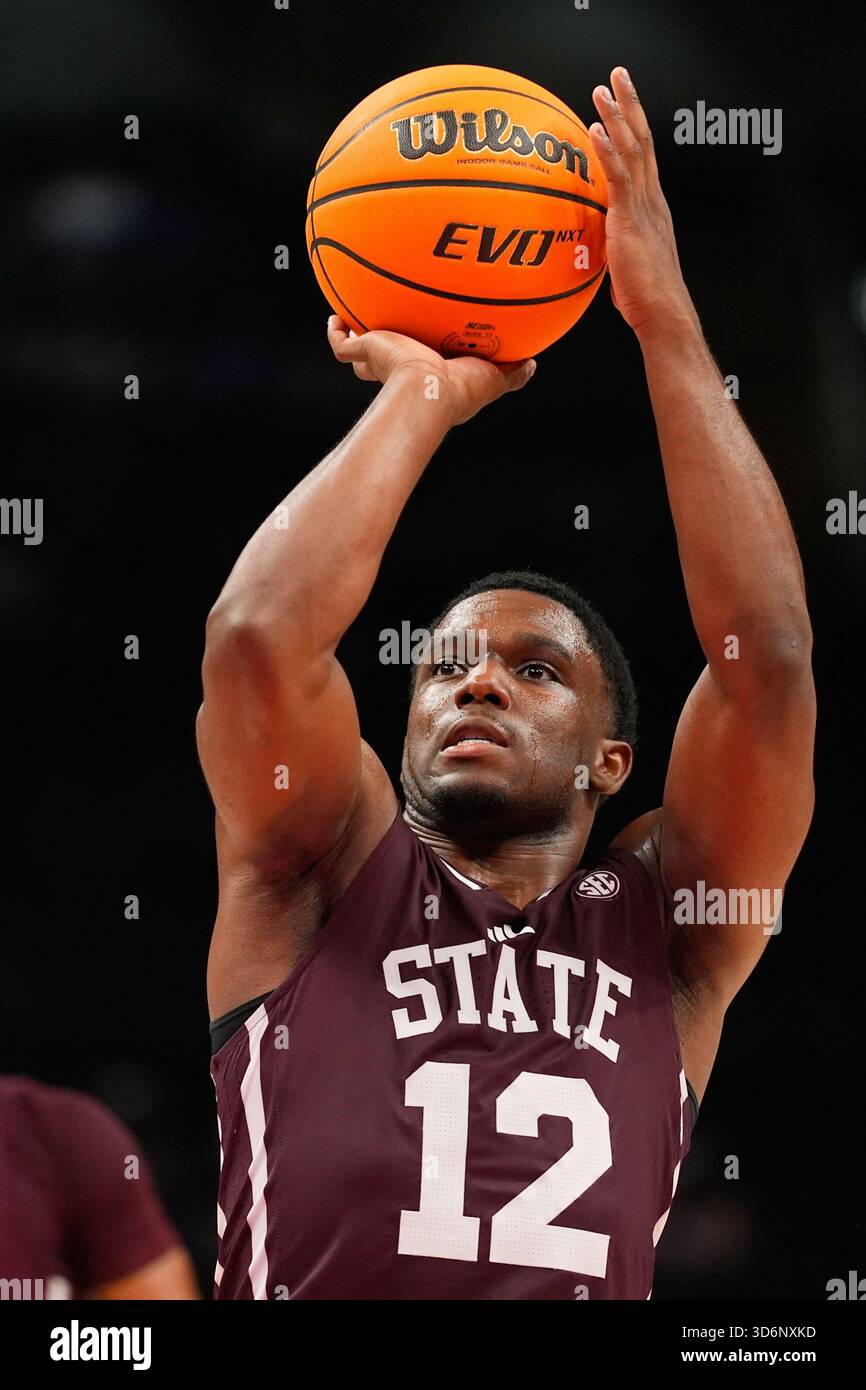 Mississippi State guard Josh Hubbard shoots during the second half of ...