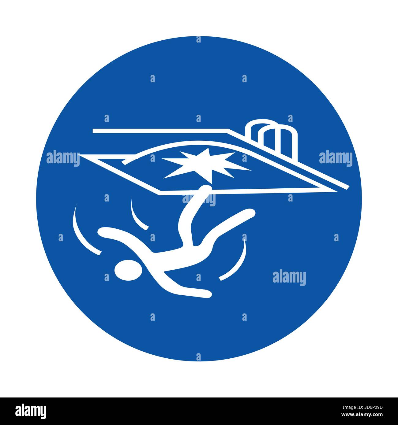 This image features a warning sign indicating a falling hazard with an ...