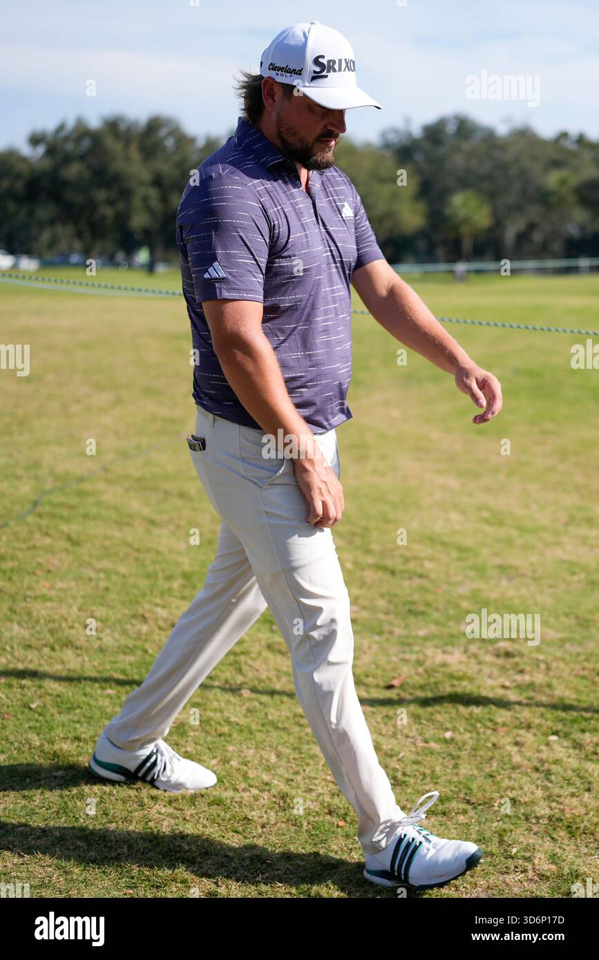 Andrew Novak walks off the nineth green during the second round of the ...