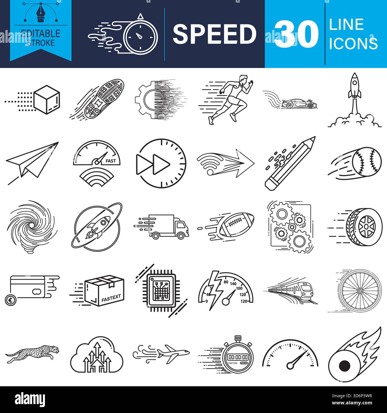 Dynamic speed line icons collection: motion, fast delivery, progress Vector Stock Vector
