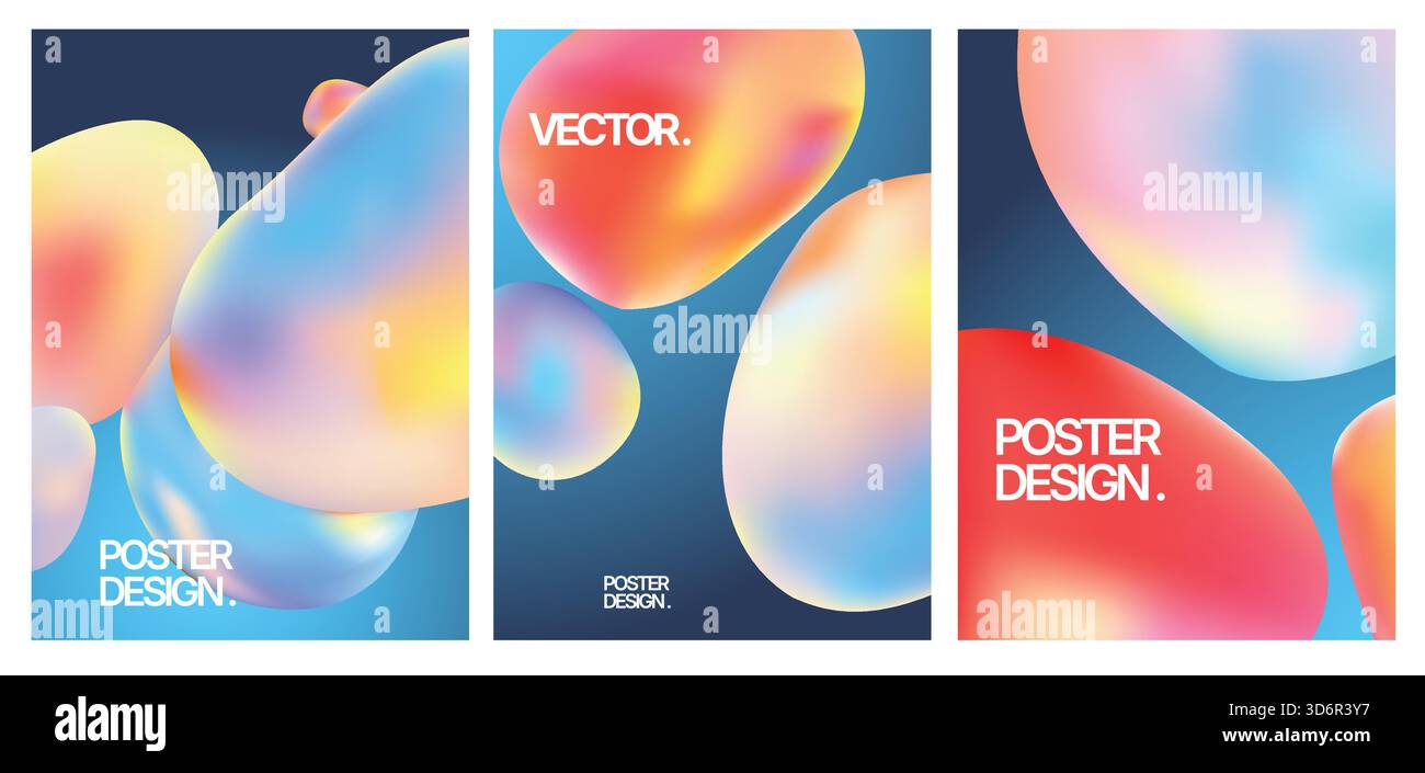 Dynamic jellylike forms with floating orbs in pastel hues Stock Vector