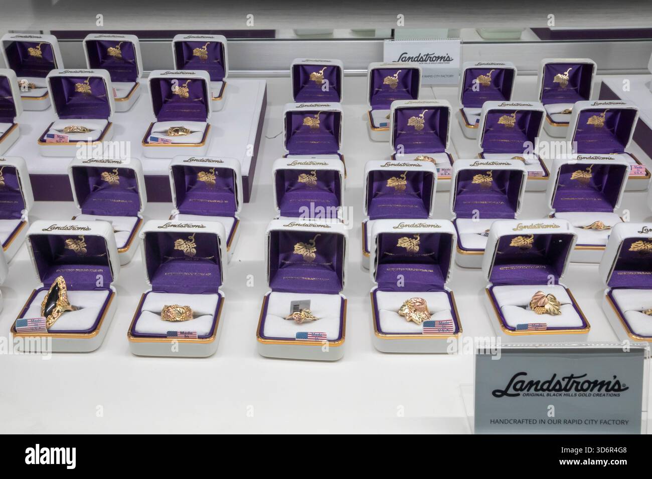 Rapid City, South Dakota - Jewelry is on sale in the showroom at Landstrom's factory in the Black Hills. Stock Photo