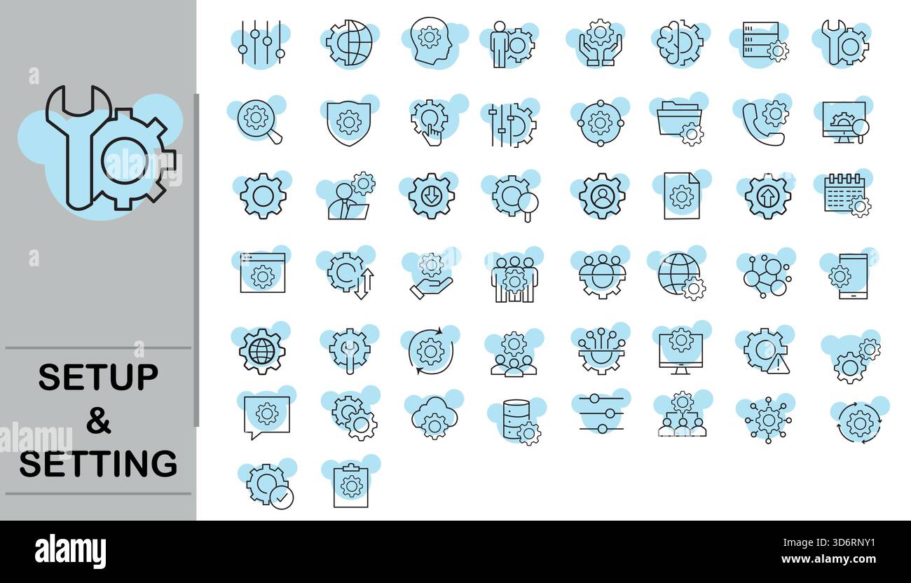 setup and setting icons Stock Vector