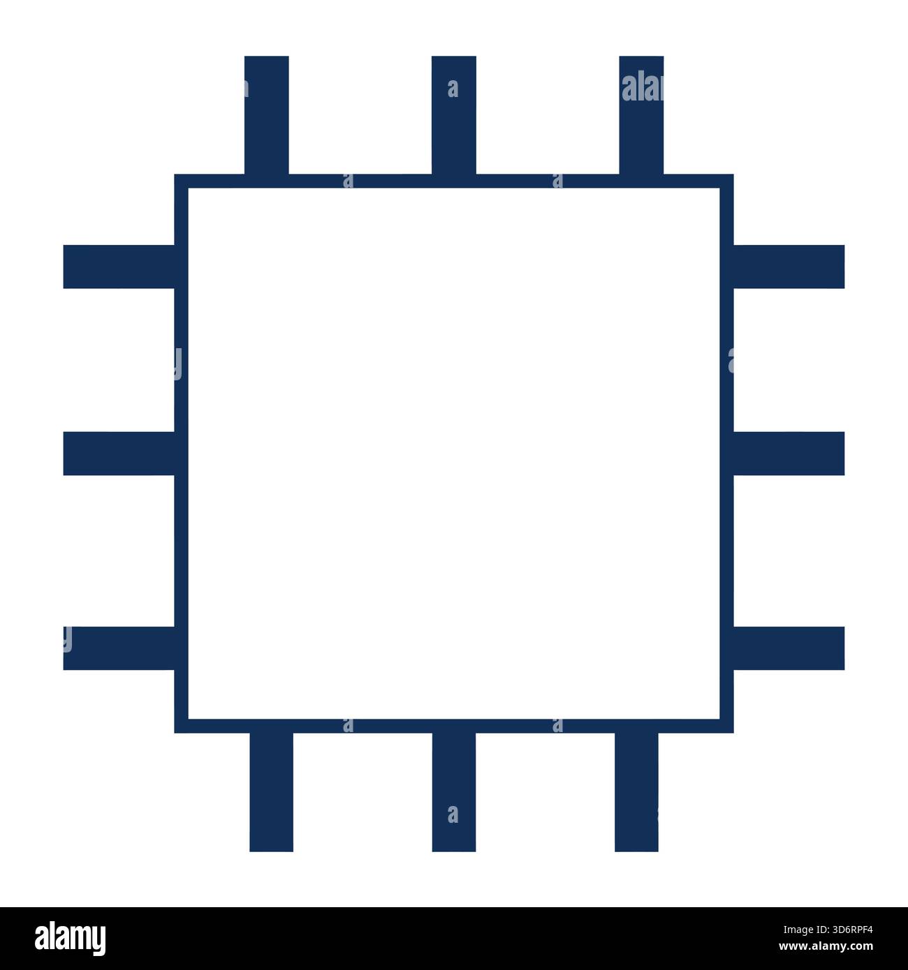 Blue microchip processor CPU technology icon vector illustration for electronics computing hardware digital circuit and tech concepts Stock Vector