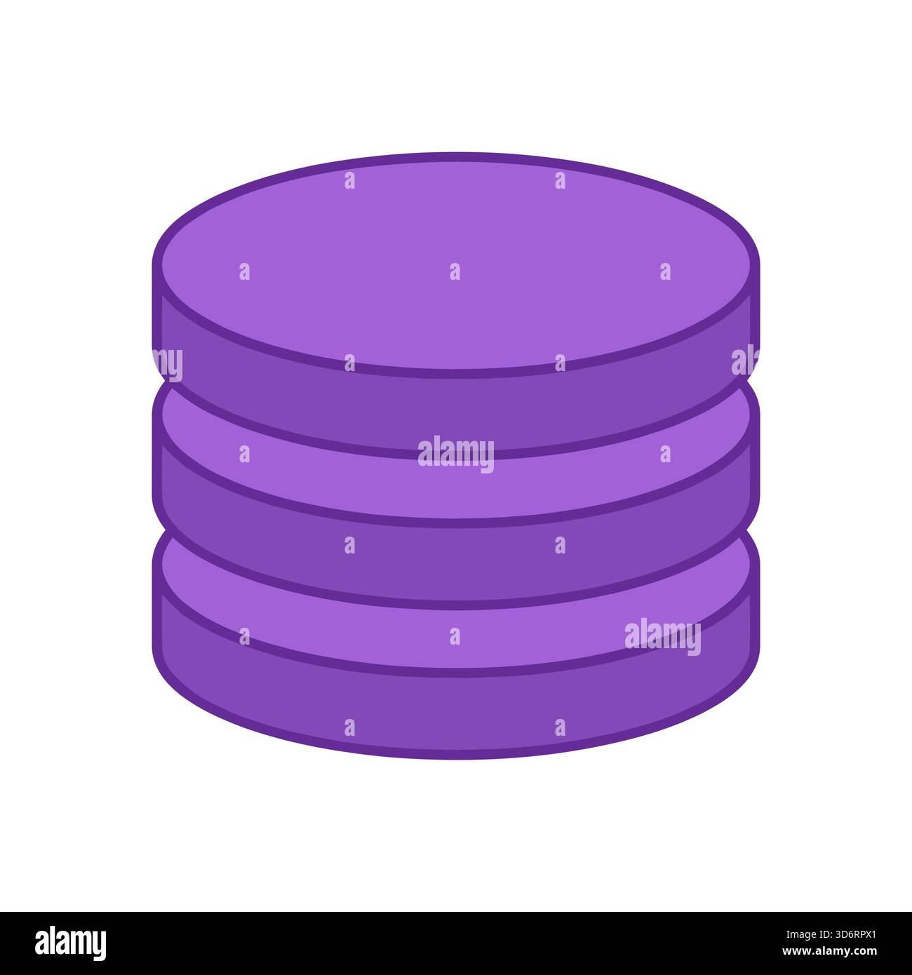 Purple database storage icon vector illustration for technology data management server cloud computing and digital information systems Stock Vector