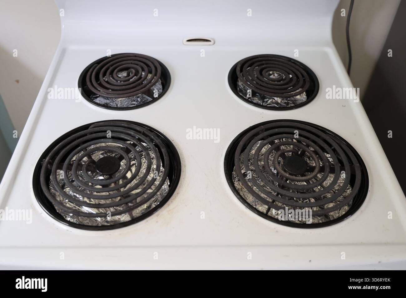 Electric Coil Stove Top Four Burners Stock Photo