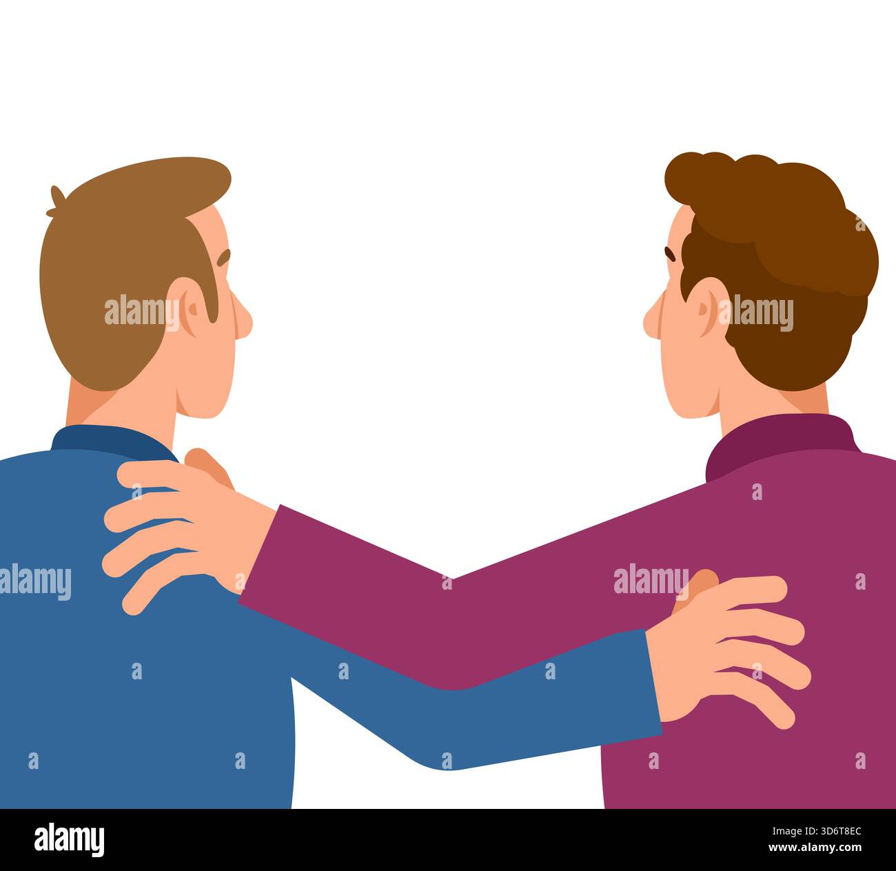 Man Interaction Two men hugging or sharing a friendly embrace/greeting. Flat vector ...