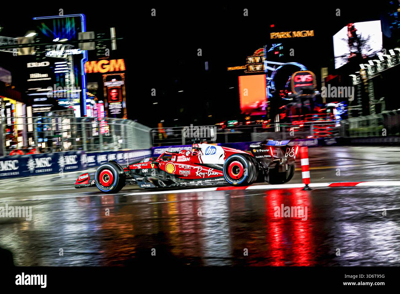 Las Vegas, United States. 21st Nov, 2025. Charles Leclerc (MON) - Scuderia Ferrari - Ferrari SF-25 - Ferrari during the Saturday of the Formula 1 Heineken Las Vegas Grand Prix 2025 at Las Vegas Strip Circuit, ahead of Round 22 of 24 of the 2025 FIA Formula One World Championship (November 20-23, 2025). Credit: AVENS-IMAGES.COM/Alamy Live News Stock Photo