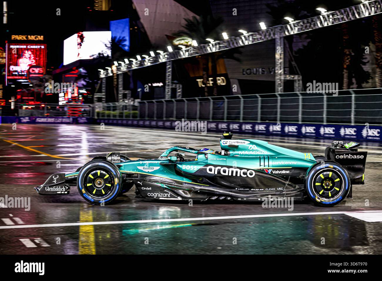 Las Vegas, United States. 21st Nov, 2025. Fernando Alonso (ESP) - Aston Martin Aramco F1 Team - Aston Martin AMR25 - Mercedes during the Saturday of the Formula 1 Heineken Las Vegas Grand Prix 2025 at Las Vegas Strip Circuit, ahead of Round 22 of 24 of the 2025 FIA Formula One World Championship (November 20-23, 2025). Credit: AVENS-IMAGES.COM/Alamy Live News Stock Photo