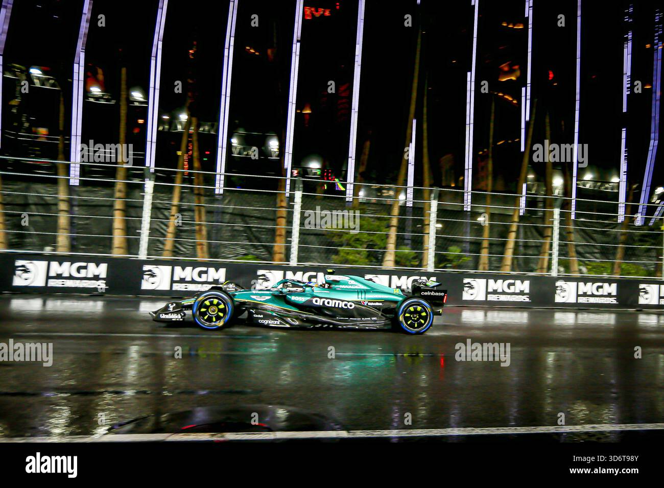 Las Vegas, United States. 21st Nov, 2025. Fernando Alonso (ESP) - Aston Martin Aramco F1 Team - Aston Martin AMR25 - Mercedes during the Saturday of the Formula 1 Heineken Las Vegas Grand Prix 2025 at Las Vegas Strip Circuit, ahead of Round 22 of 24 of the 2025 FIA Formula One World Championship (November 20-23, 2025). Credit: AVENS-IMAGES.COM/Alamy Live News Stock Photo
