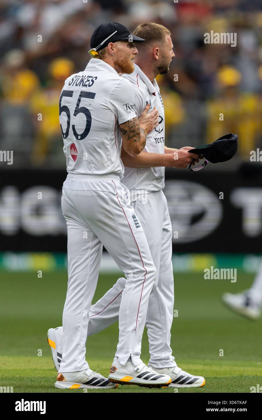 Ben Stokes is seen with Gus Atkinson of England during the NRMA ...