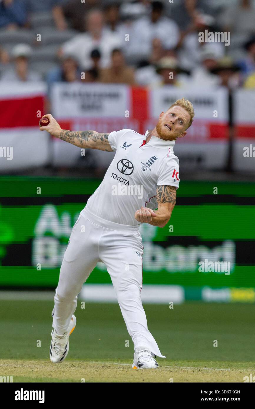 Ben Stokes (c) of England bowls during the NRMA Insurance Ashes First ...