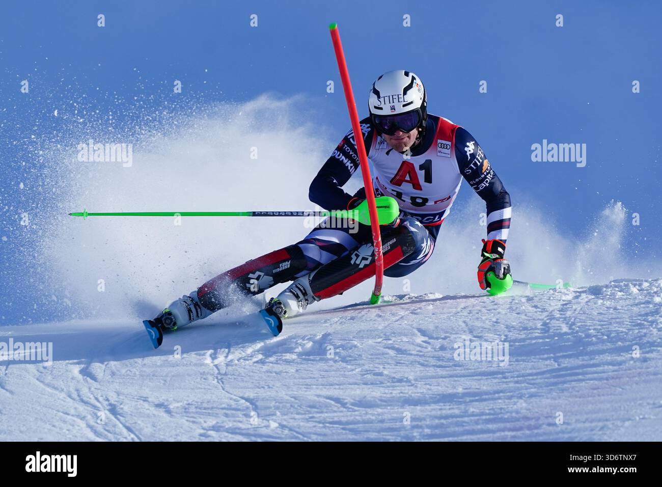 United States' Benjamin Ritchie speeds down the course during an alpine ...