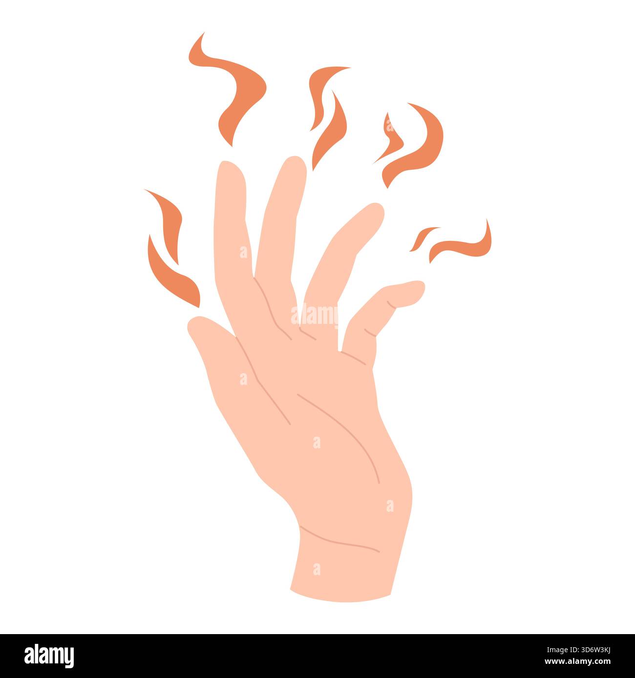 Fire Hand Stock Image Minimalist isolated hand with stylized fire flames on white background ...