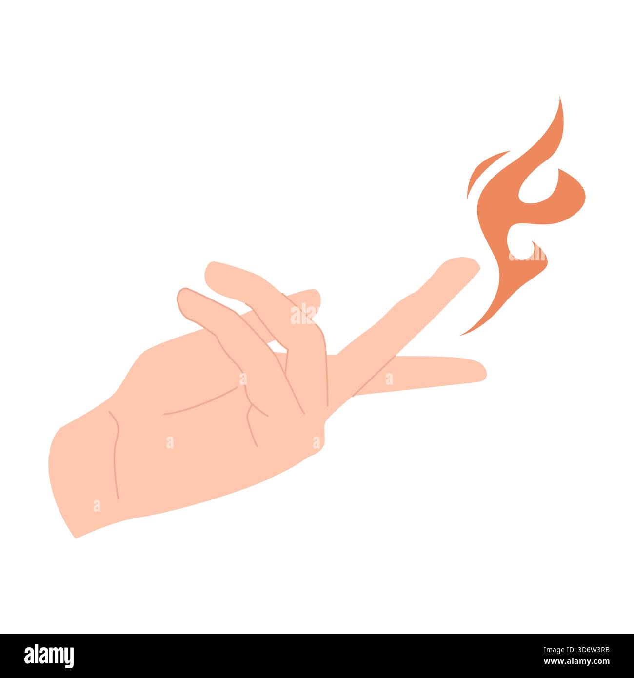 Fire Hand Stock Image Minimalist isolated hand holding stylized fire on white background for ...