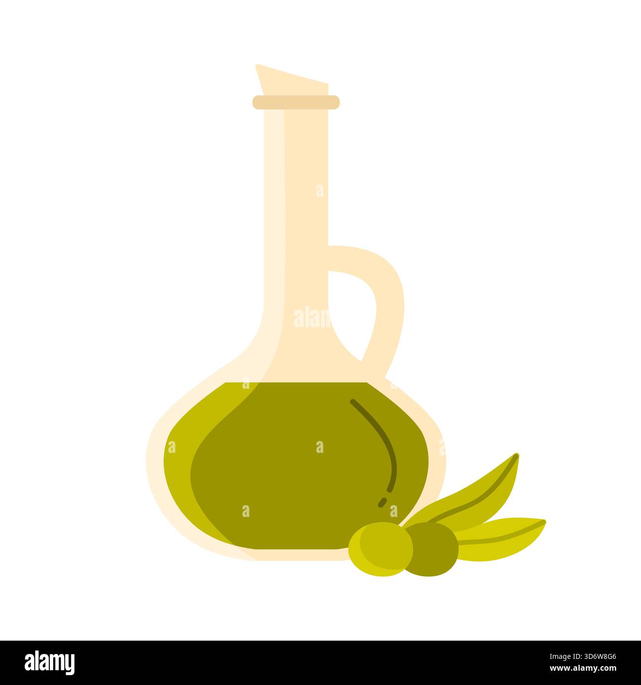 Traditional Cyprus olive oil bottle with green olives and leaves on ...