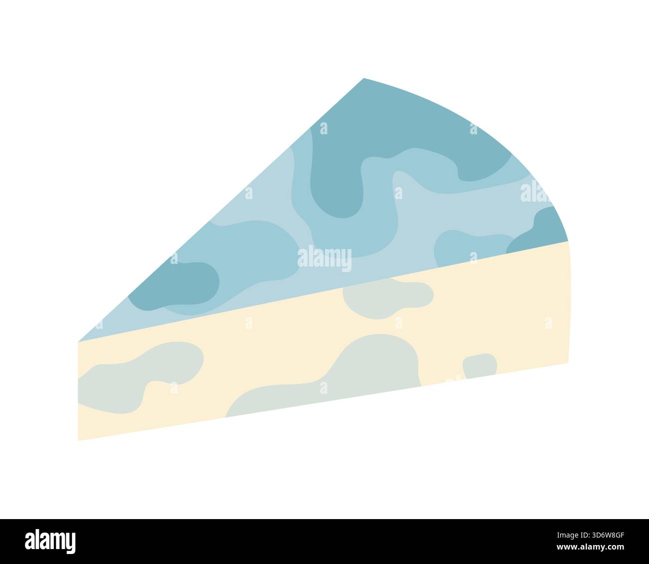 Minimal flat design of a Danish blue cheese wedge isolated on white background vector illustration Stock Vector