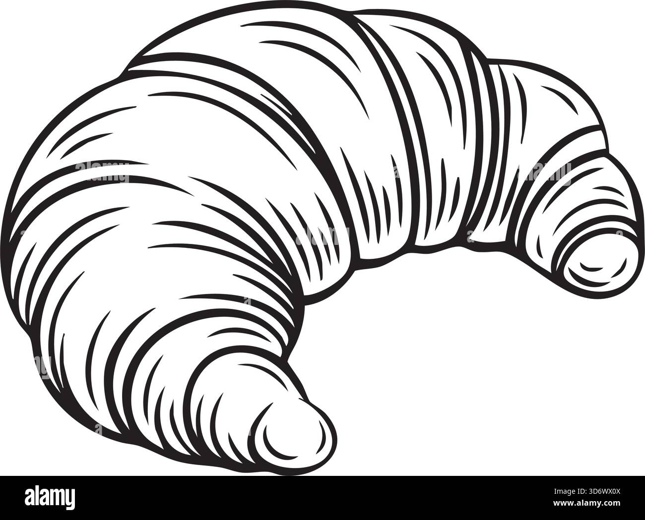 hand drawn croissant icon on transparent background Stock Vector Image ...