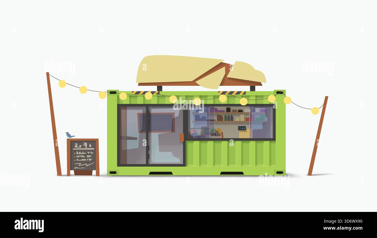 Container coffee shop with lights and menu Stock Vector Image & Art - Alamy