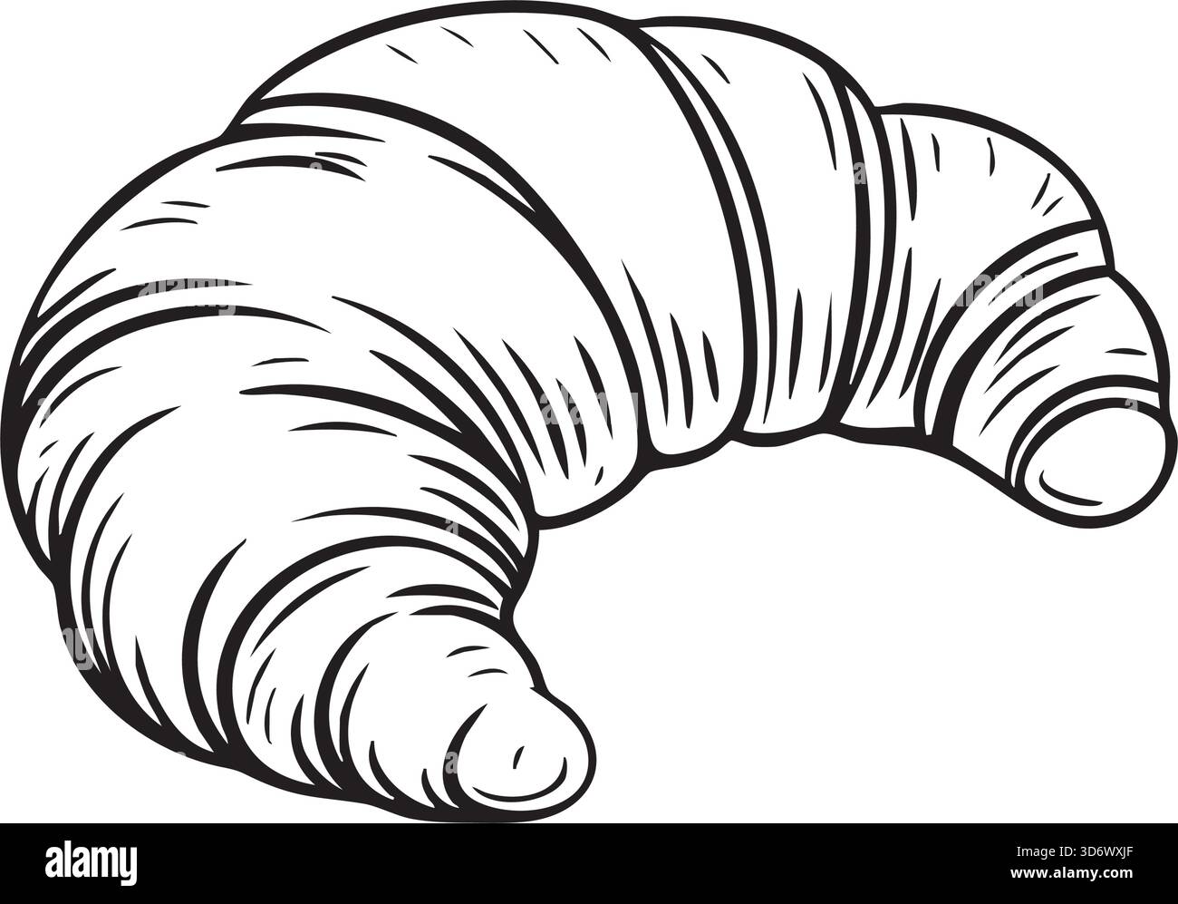hand drawn croissant icon on transparent background Stock Vector Image ...