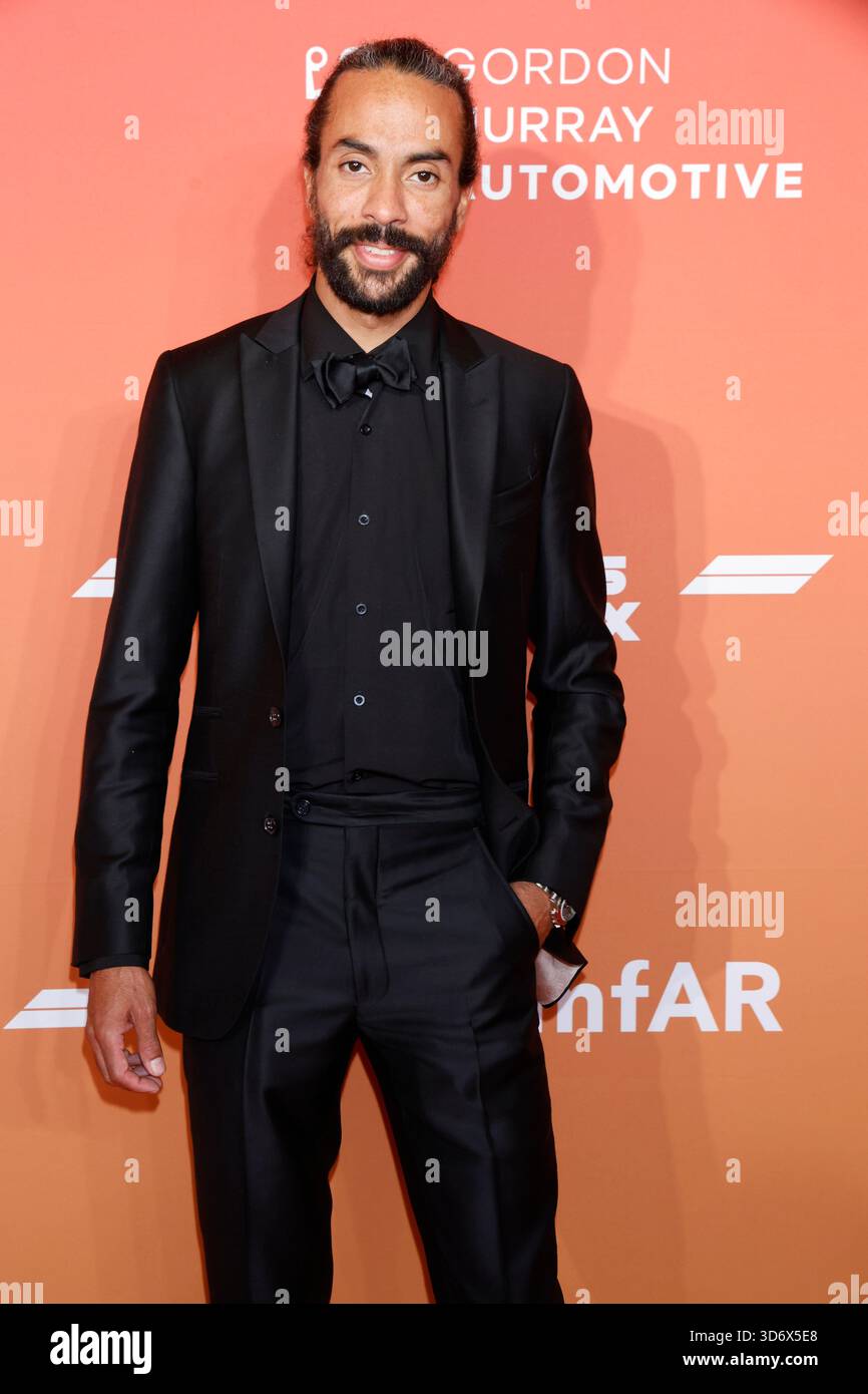 Ross Naess arrives at amfAR Las Vegas 2025 at Wynn Las Vegas in Las