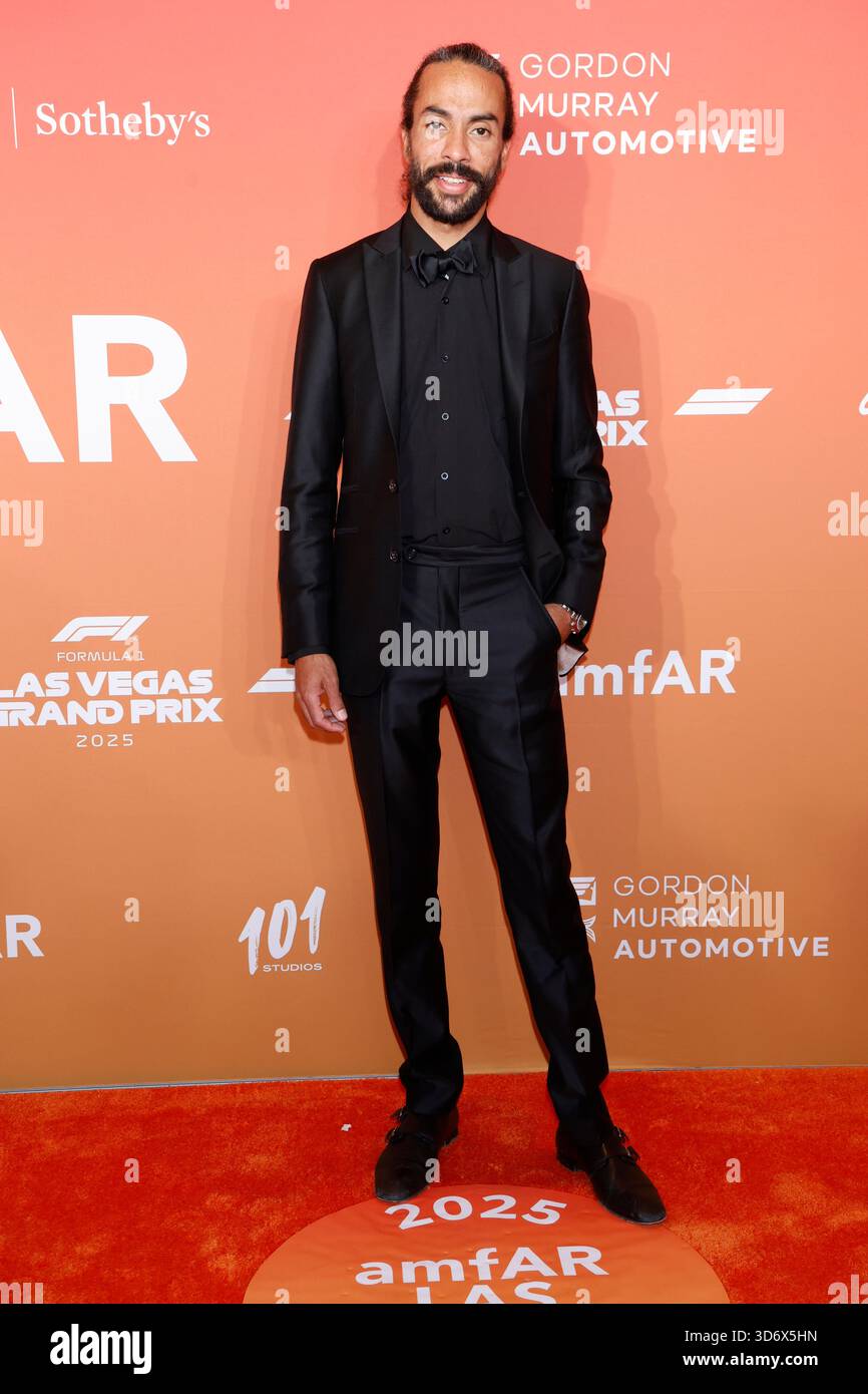 Ross Naess arrives at amfAR Las Vegas 2025 at Wynn Las Vegas in Las