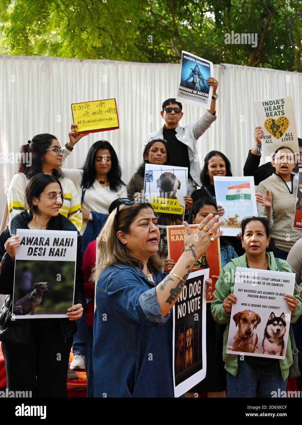 Protesting Dogs NEW DELHI, INDIA - NOVEMBER 22: Dog lovers during a protest at Jantar ...