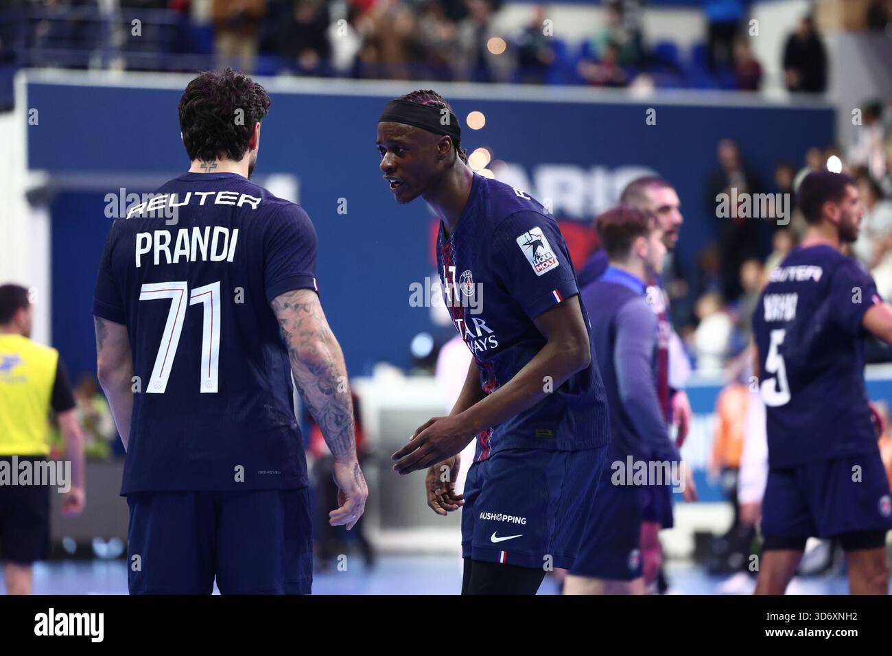 Elohim Prandi of Paris Saint-Germain Handball and Wallem-Konrad Peleka ...