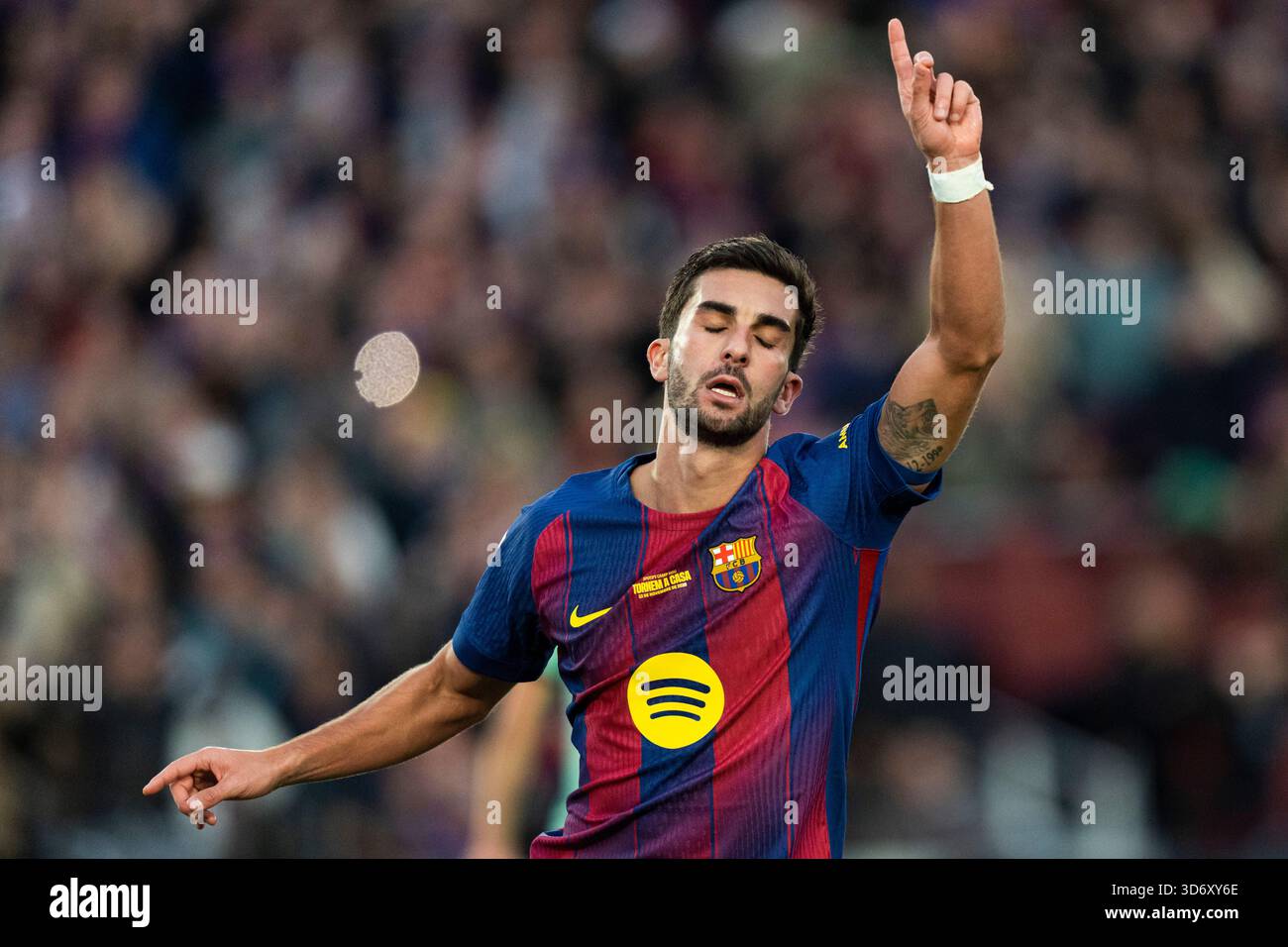 Ferran Torres (FC Barcelona) celebrates after scoring during La Liga