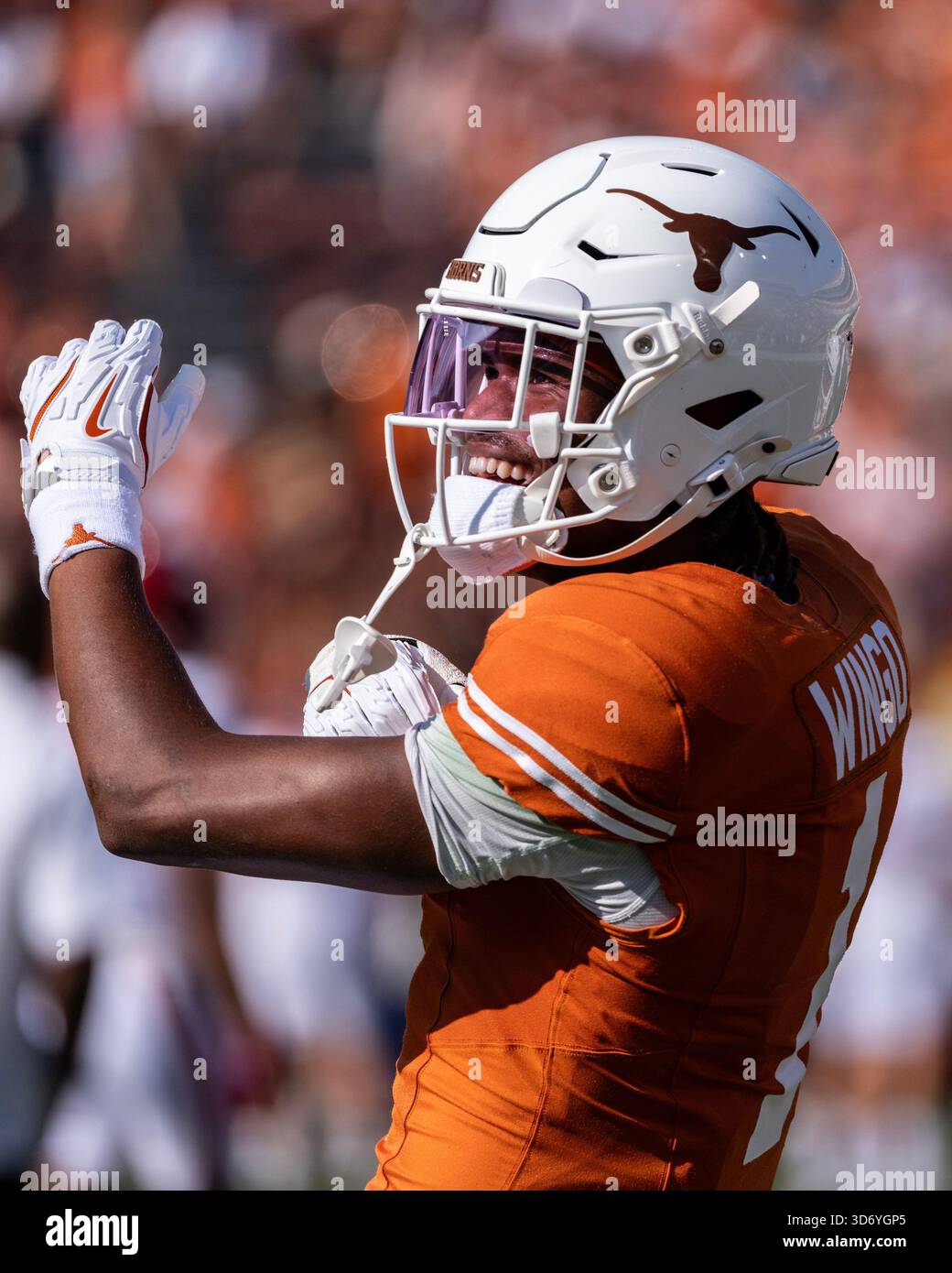 Nov 22, 2025. Ryan Wingo (1) of the Texas Longhorns warms up before the ...