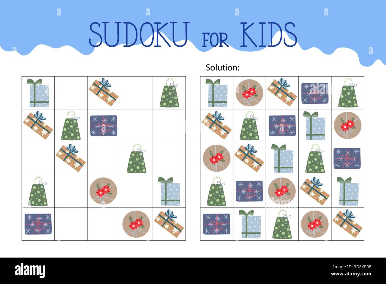 Christmas gift boxes sudoku educational game or leisure activity ...