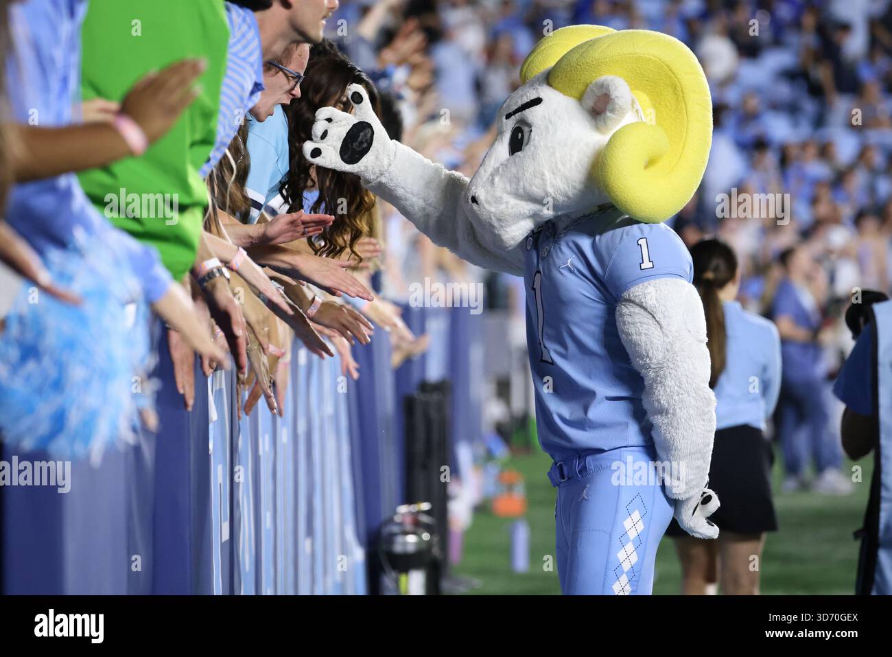 CHAPEL HILL, NC - NOVEMBER 22: Ramses interacts with fans during the ...