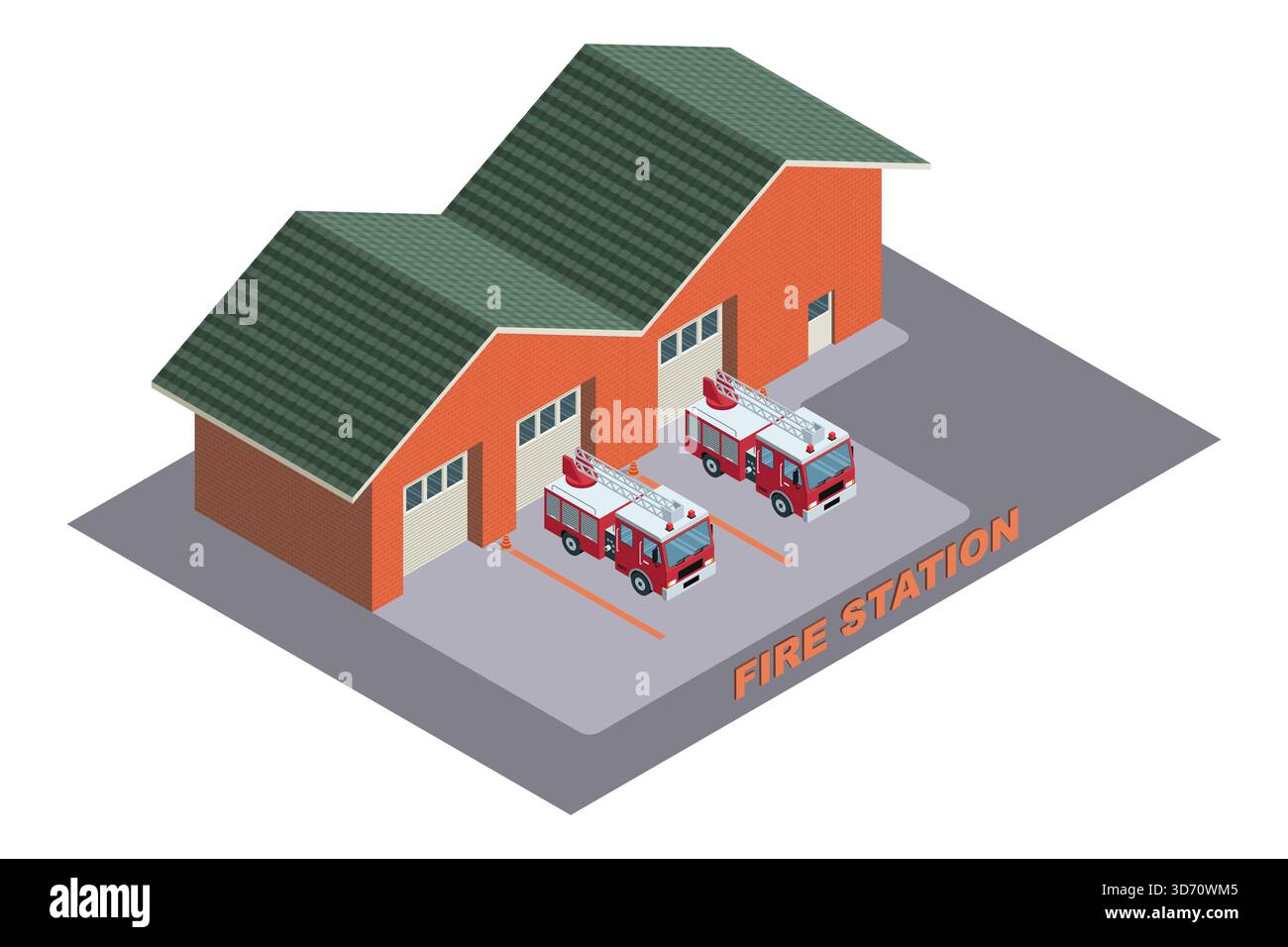 A vector illustration of Isometric of a Fire Station Stock Vector Image ...
