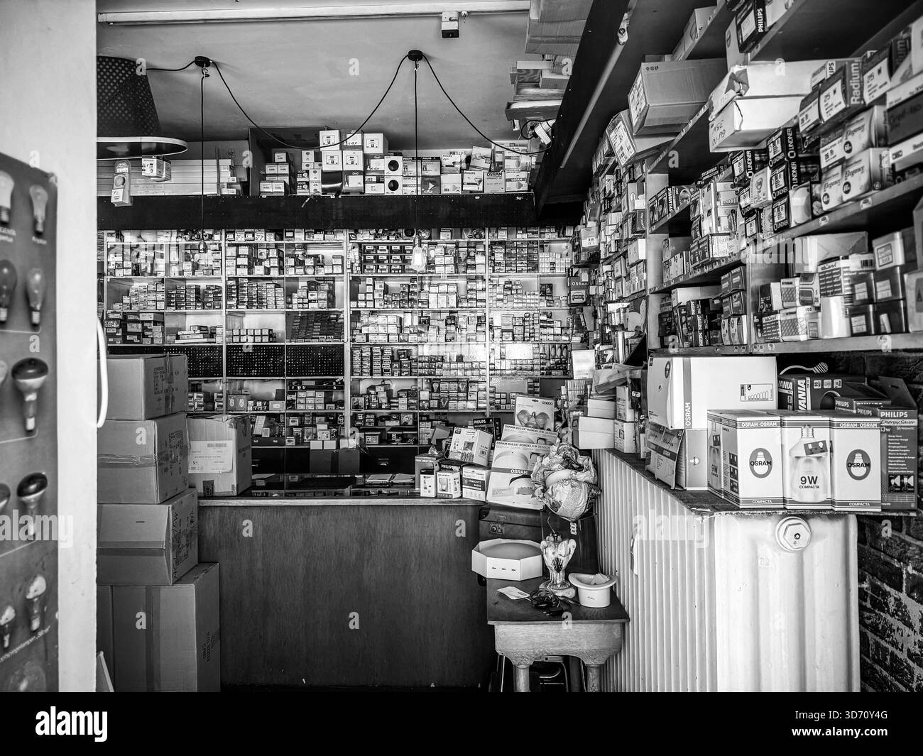 Interior of a traditional hardware and electrical supply shop in ...