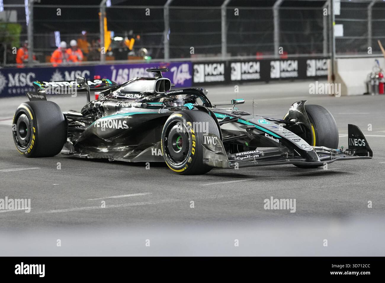 Mercedes driver George Russell of Great Britain drives during the ...