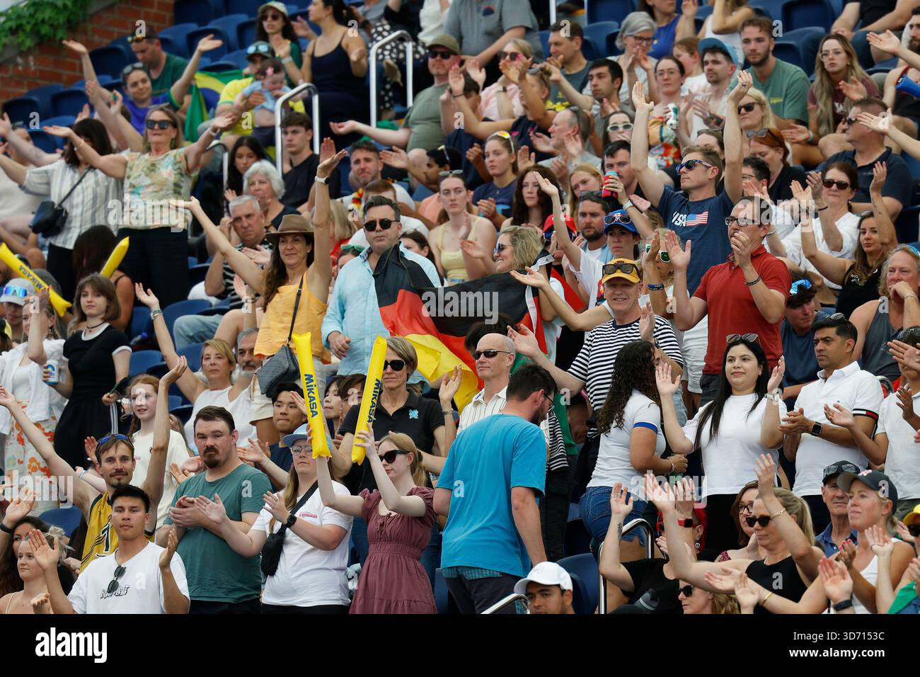 Fans react in the men's bronze medal match between France and Germany