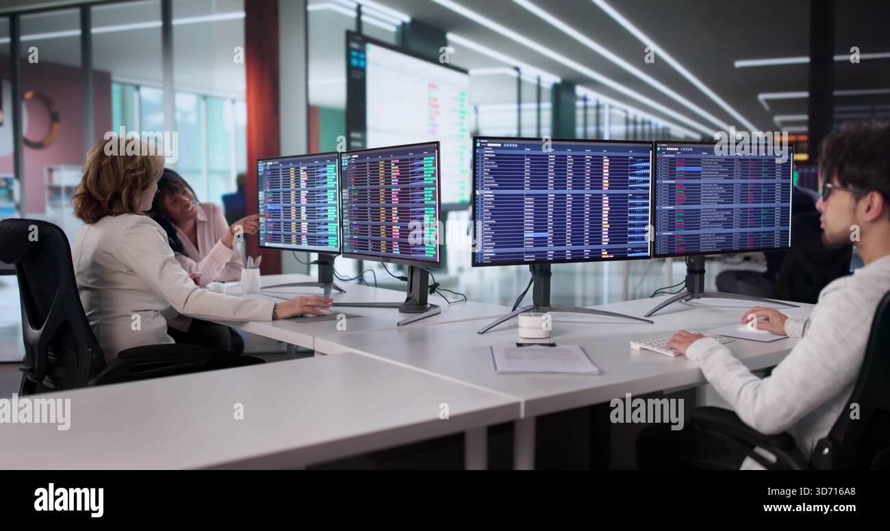 Financial Analysts Identify Fraudulent Activity In Spreadsheet Data For Case. Stock Photo