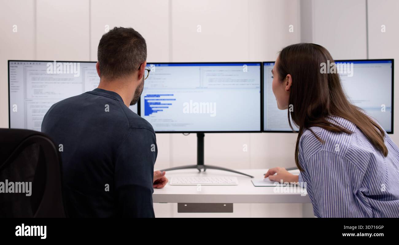 Agile Pair Programming And Extreme Coding: Business Software Development Office Stock Photo