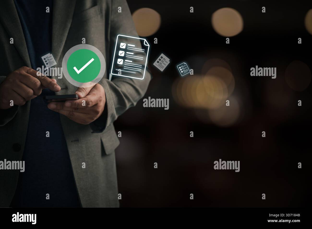 Digital checklists for business verification processes standards compliance ISO standards process document approval Stock Photo