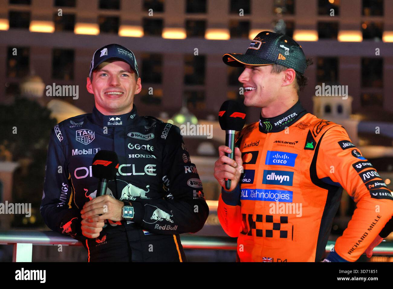 Norris 22 Racing Letters (L to R): Max Verstappen (NLD) Red Bull Racing with Lando Norris (GBR ...
