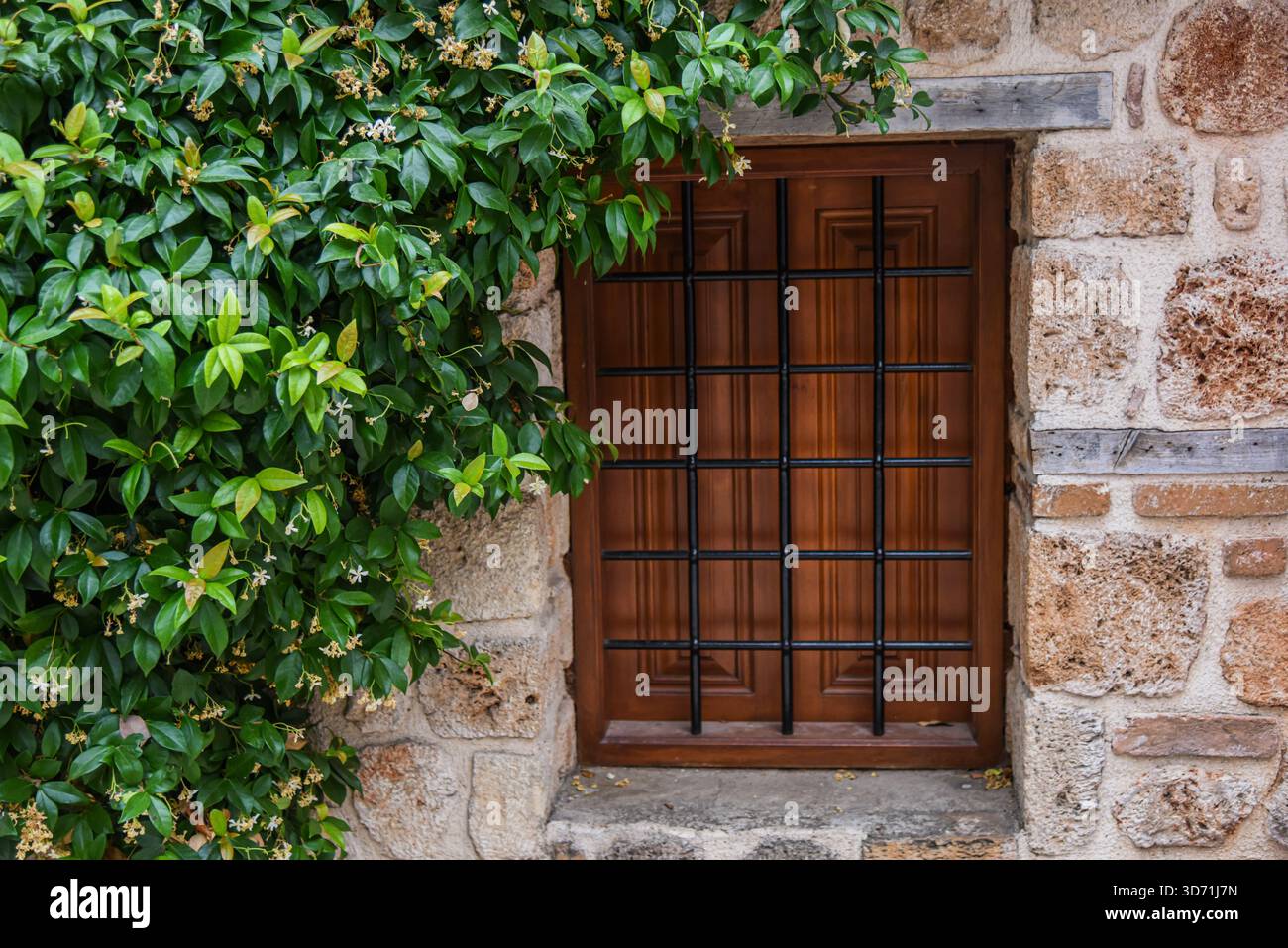 Symmetrical Arched Windows in a Stone Masonry Wall Stock Photo - Alamy
