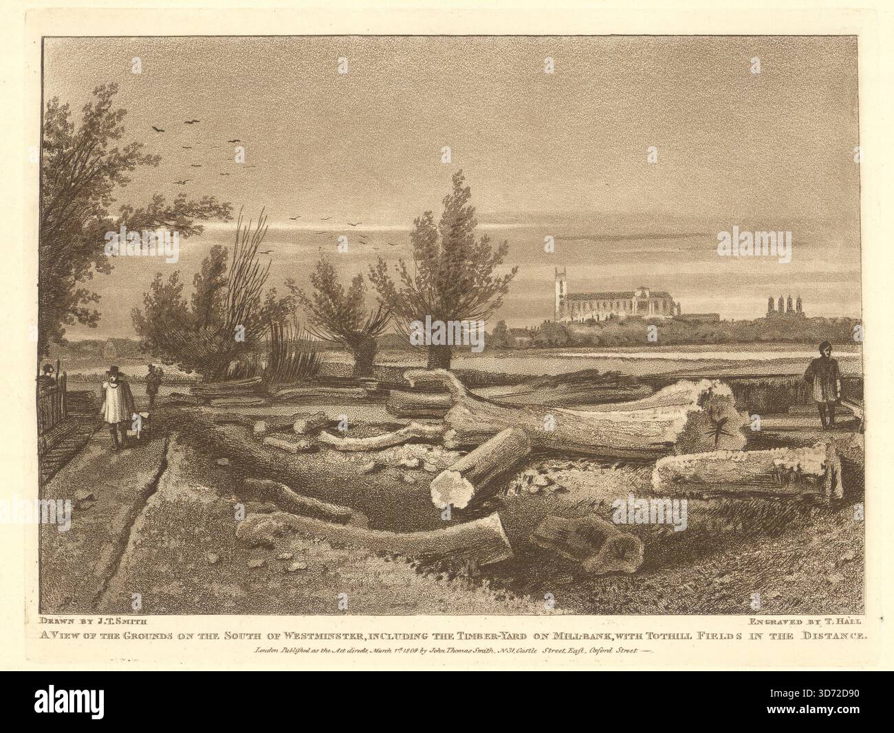The South of Westminster, including… Millbank with Tothill Fields. JT Smith 1808 Stock Photo