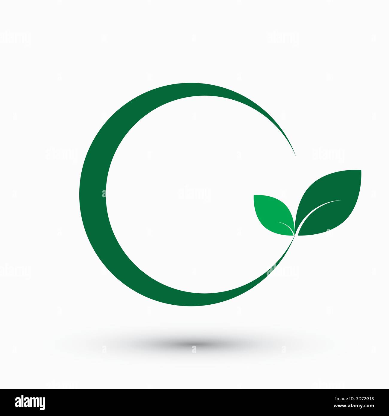 Organic Circle Leaf Icon for Eco Logo Branding Stock Vector