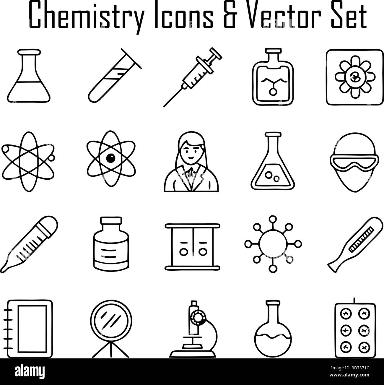 Chemistry Icons Set – Laboratory, Science, Molecules, Experiment ...