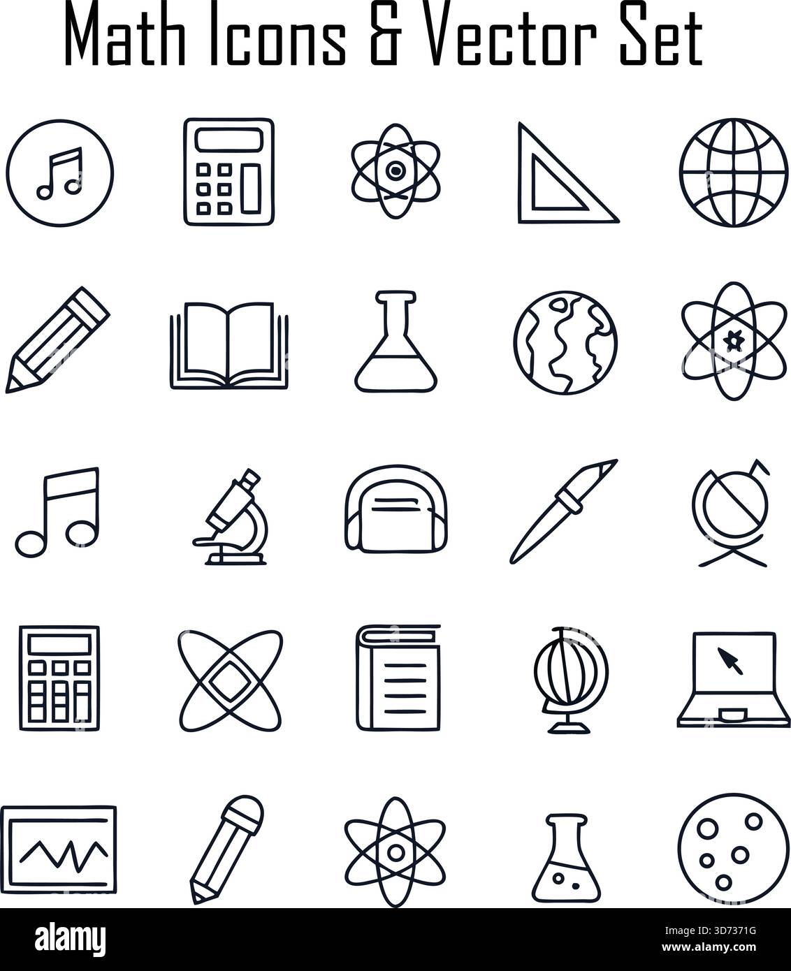Math Icons Set – Mathematics, Numbers, Geometry, Calculation Symbols ...