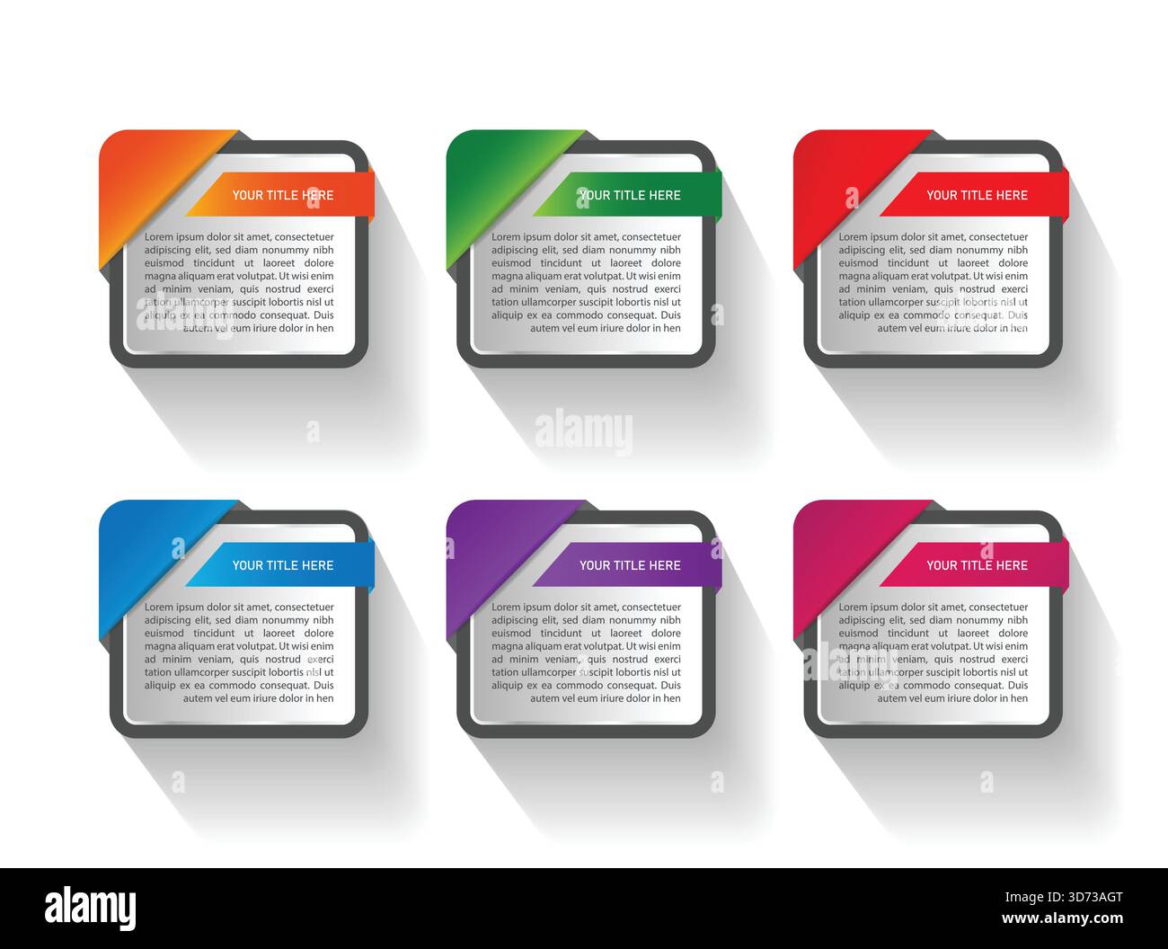 Six step Infographic design element template for presentation, workflow layout, banner, flow chart Stock Vector