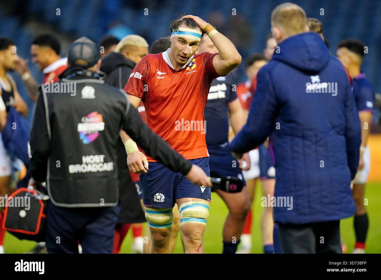 Scotland's James Ritchie (centre) on the pitch after the Quilter ...