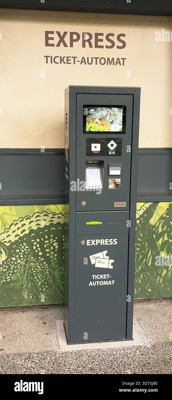 Berlin, Germany - July 11, 2025: . Ticket vending machine for public transport located in urban area with clear signage and user-friendly interface - Smartphone Captured Stock Image